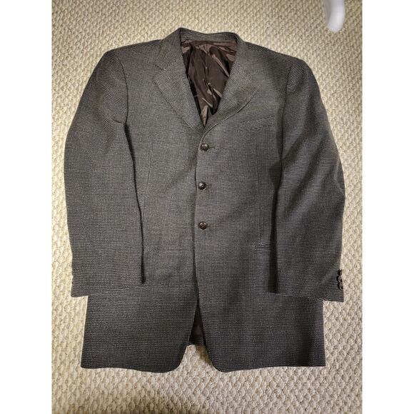 Giorgio Armani Collezioni Navy Brown Wool Blazer Made in China Sz 54 Reg